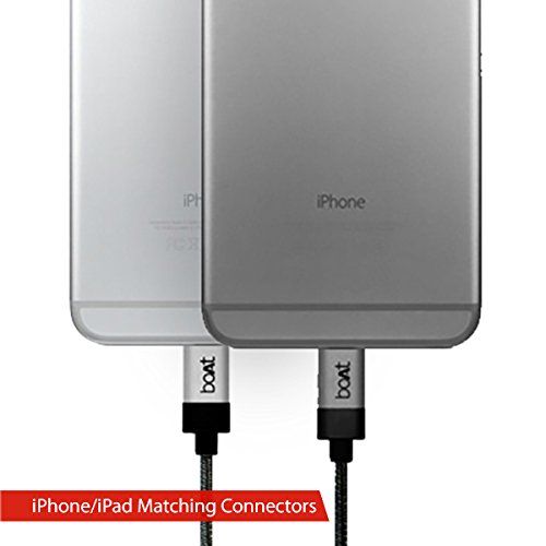 boAt LTGG 500 USB A to Lightning Cable, Apple MFI Approved For Apple iPhone/iPod, 1 Meter (Grey)