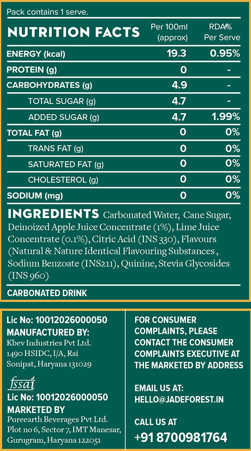 Jade Forest Wild Elderflower Tonic Water