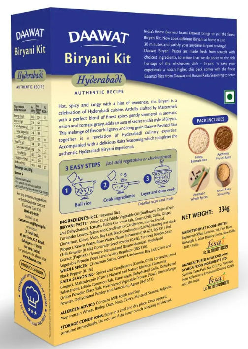 Dawaat Biryani Kit Hyderabadi Ready to cook 334 g Combo