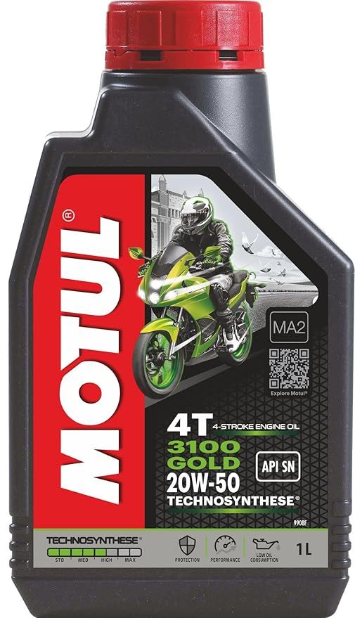 Motul 3100 4T Gold 20W50 API SM Technosynthese High Performance Semi Synthetic Engine | 1L