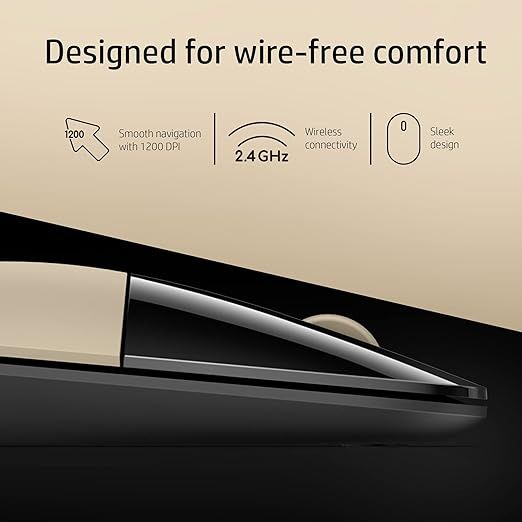 HP Z3700 Wireless Optical Mouse With USB Receiver & 2.4 GHz | 1200DPI - Modern Gold