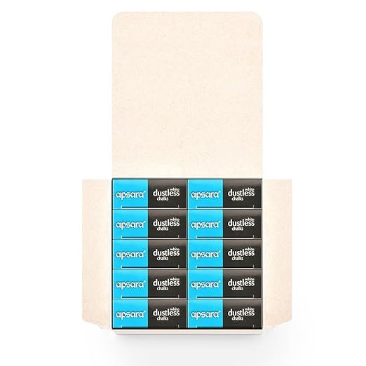 Apsara Dustless Chalk White | 4x longer than regular | Bright & Bold | Hassle-Free Dustless Chalks | White Chalks