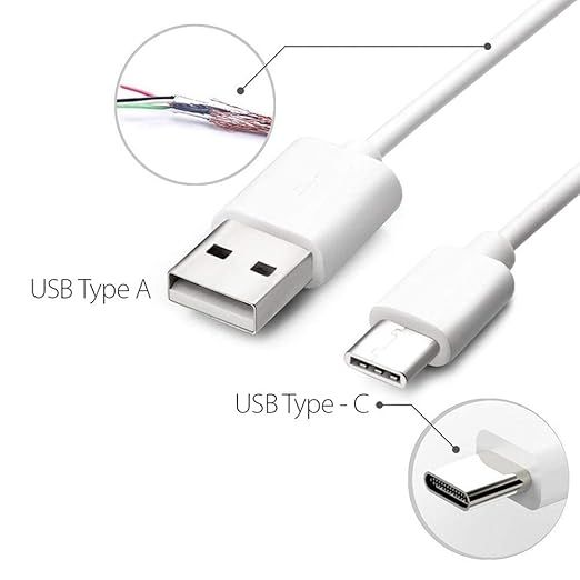 basics IND Fast Charging USB to Type C Charging Cable | White