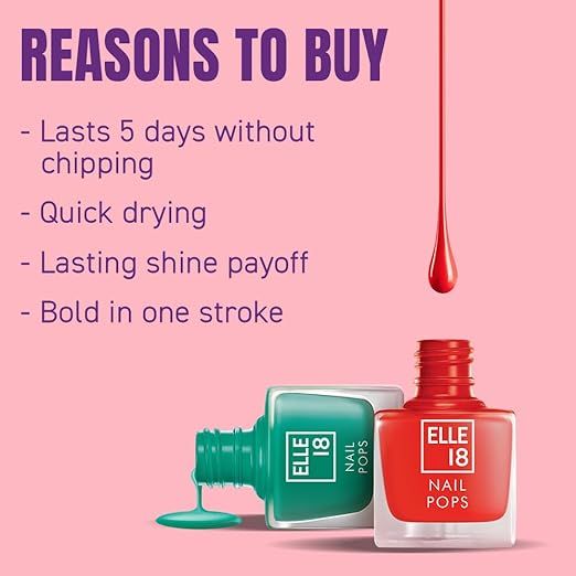 Elle 18 Nail Pops Nail Colour | Chip Resistent | Quick Drying | Glossy Finish - Shade 160
