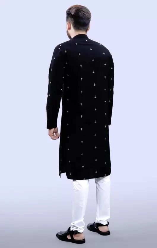 Tibra Collection Men Kurta - Black | Cotton Blend | L
