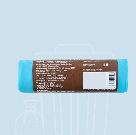 BAY6 Compostable Garbage Bags Roll - Large - 24 x 32 Inch - Blue
