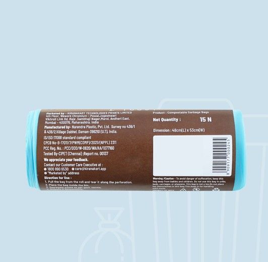 BAY6 Compostable Garbage Bags Roll- Medium - 19 x 21 Inch - Blue