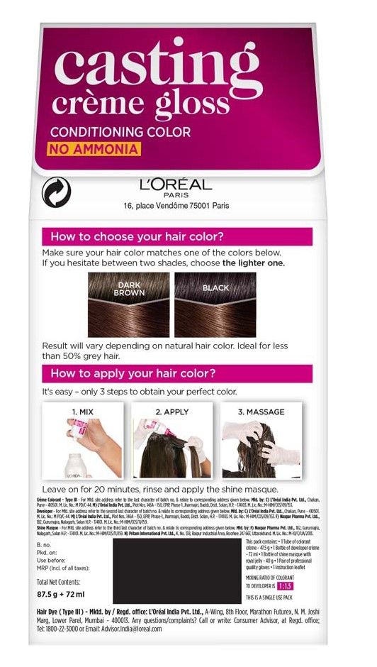 L'Oreal Casting Creme Gloss Hair Color, Medium Brown 500