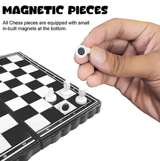 Fablue Mini Foldable Magnetic - Pocket Size Travel Chess Board Game