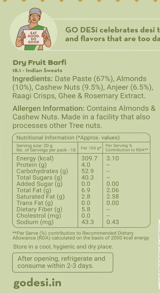 Dry Fruit Barfi | No Added Refined Sugar | Burfi | Sweets | By GO DESi
