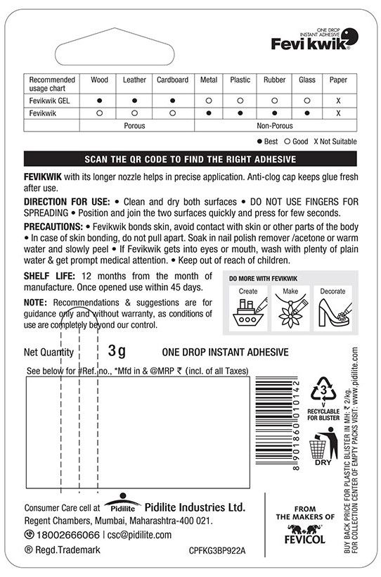 Fevikwik Instant Adhesive (3 gm) 1 pc Combo