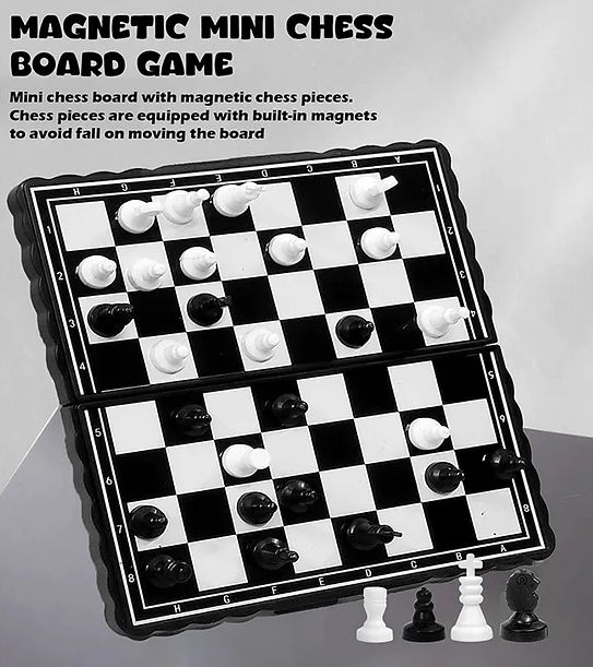 Fablue Mini Foldable Magnetic - Pocket Size Travel Chess Board Game