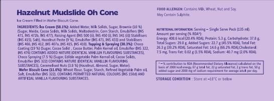 Hocco Hazelnut Mudslide Ice Cream Cone 135 ml Combo