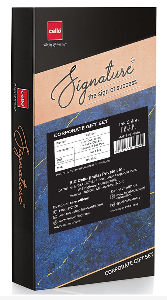 Cello Signature Moonlit Blue Ball Pen With Corporate Clock