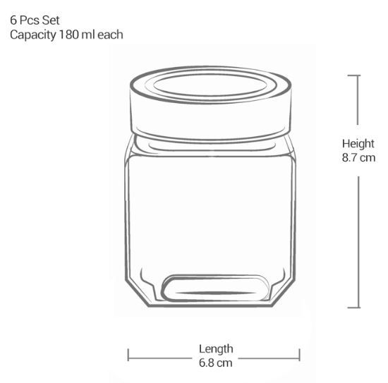 Treo By Milton Cube Storage Glass Jar Set (180 Ml Each) 6Pc