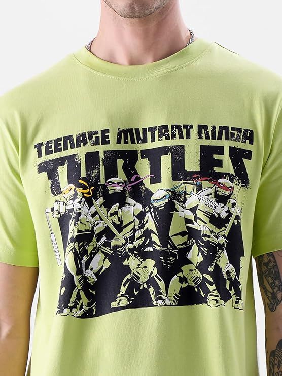 The Souled Store Men's Regular Tmnt- The Squad T-Shirts | Green | 2XL