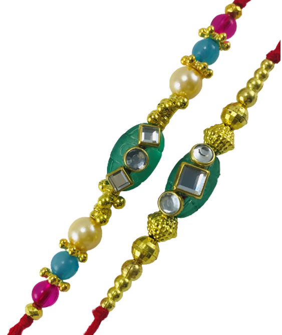 Gullak Bhaiya and Bhabhi Small Kundan Rakhi