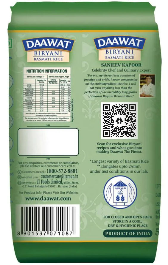Daawat Biryani Rice | Long Grain