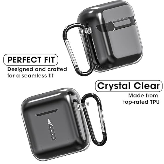 Sounce Silicone Case Cover for Boat Airdopes 141 | Shock-Absorbing | with Keychain & Front LED Visible, Transparent