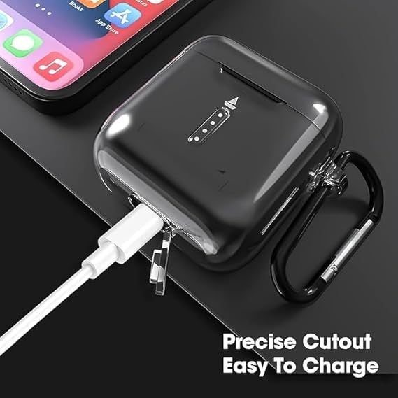 Sounce Silicone Case Cover for Boat Airdopes 141 | Shock-Absorbing | with Keychain & Front LED Visible, Transparent