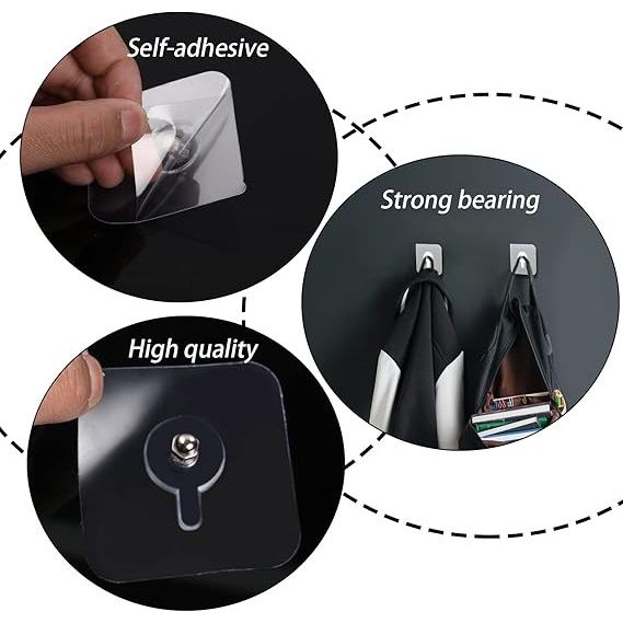 Daluci Nail-Free Wall Screw Adhesive Hook For No-Drill Bathroom Installation | Pack Of 20
