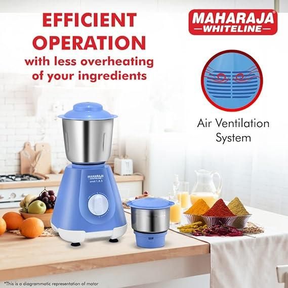 Maharaja Whiteline Smart 1..2..3 Mixer Grinder With 2 Jars | 500 W Motor - Blue