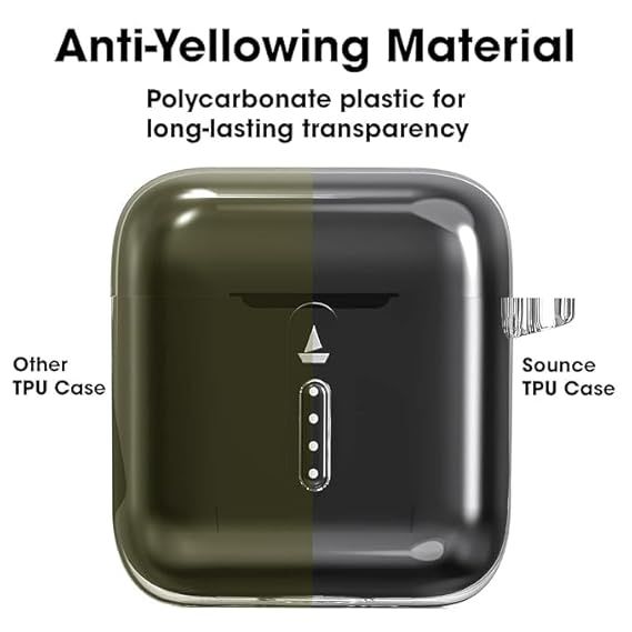 Sounce Silicone Case Cover for Boat Airdopes 141 | Shock-Absorbing | with Keychain & Front LED Visible, Transparent