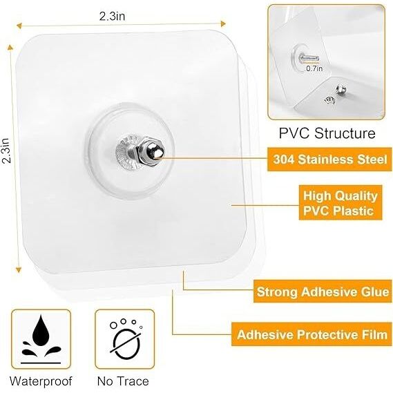 Daluci Nail-Free Wall Screw Adhesive Hook For No-Drill Bathroom Installation | Pack Of 20