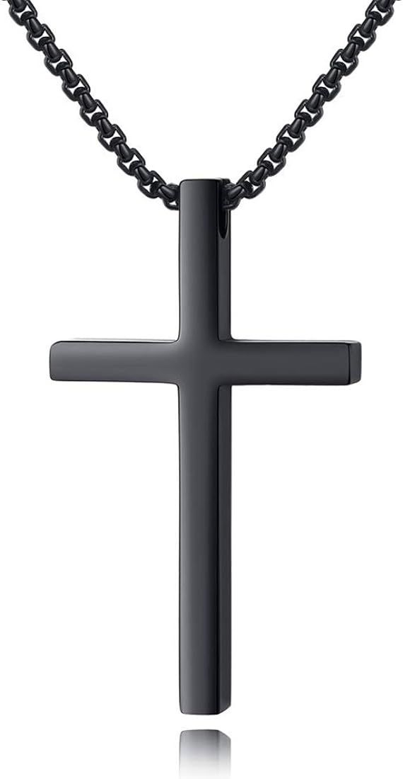 Cross Pendant Men'S Chain Black