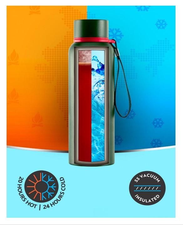 Borosil Hydra Trek Water Bottlw - 700 ml | Black | Stainless Steel Double Wall Vacuum Insulated Flask