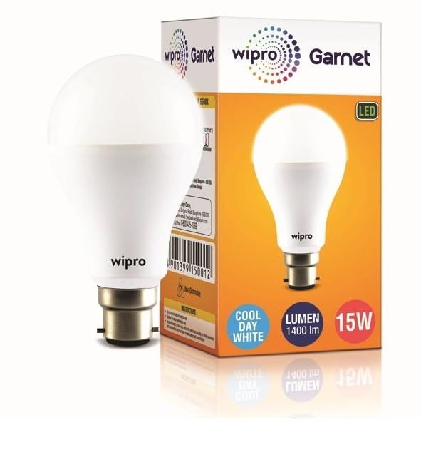 Wipro Garnet 15W LED Bulb | Cool Day White (6500K) | B22 Base