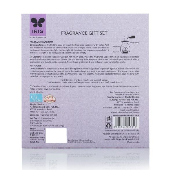IRIS Lavender Vaporiser Fragrance Giftset With Potpourri And Oil