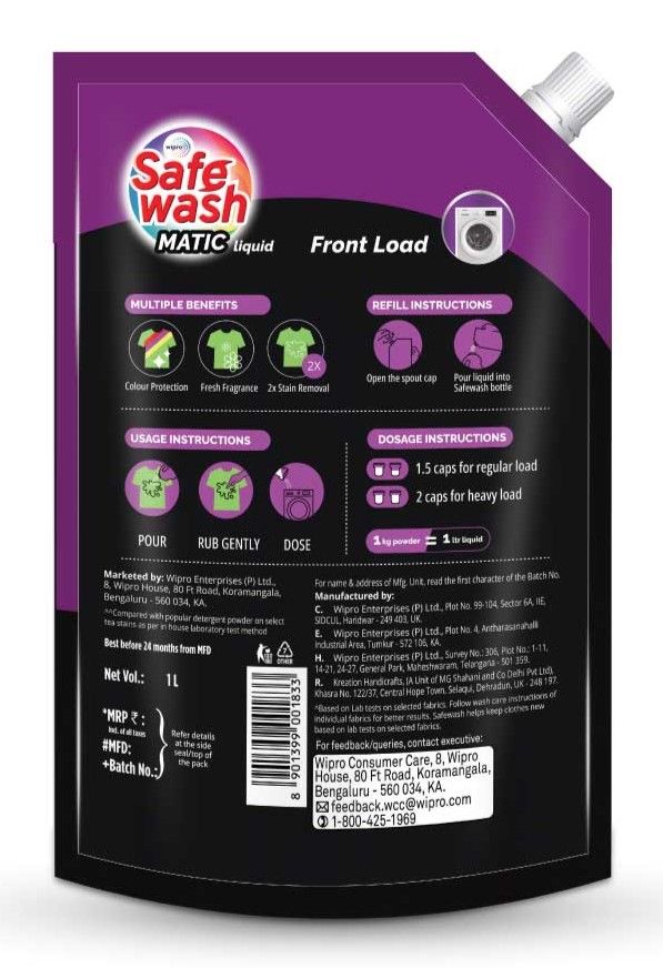 SafeWash Matic Front Load Liquid Detergent