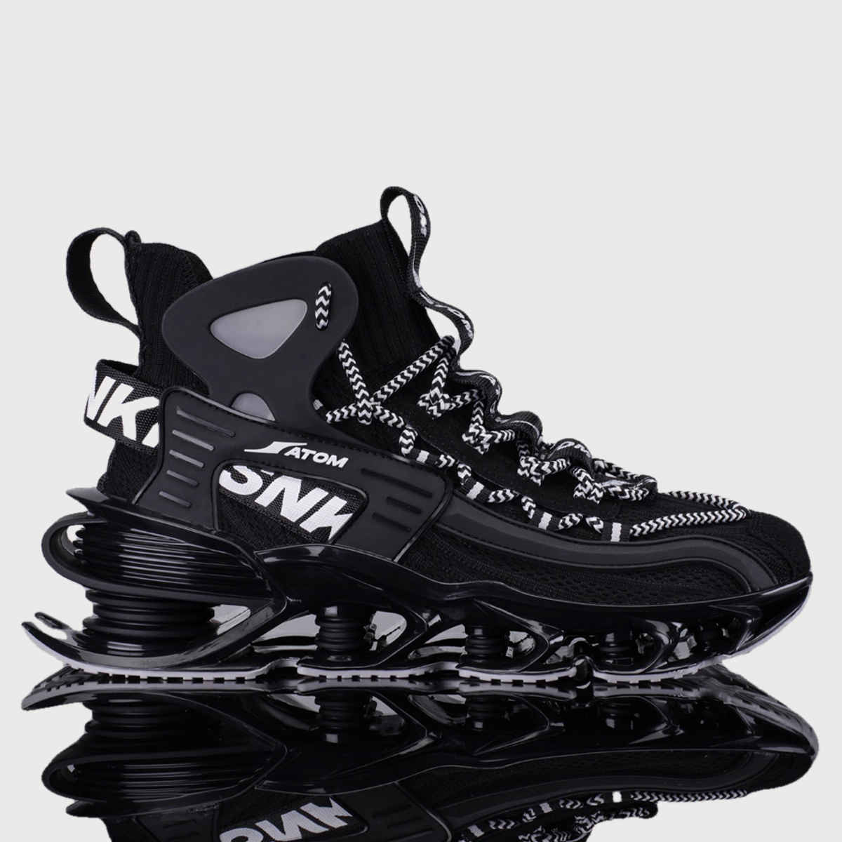 Atom Men's Alpha Predator Black Sneakers - UK 8