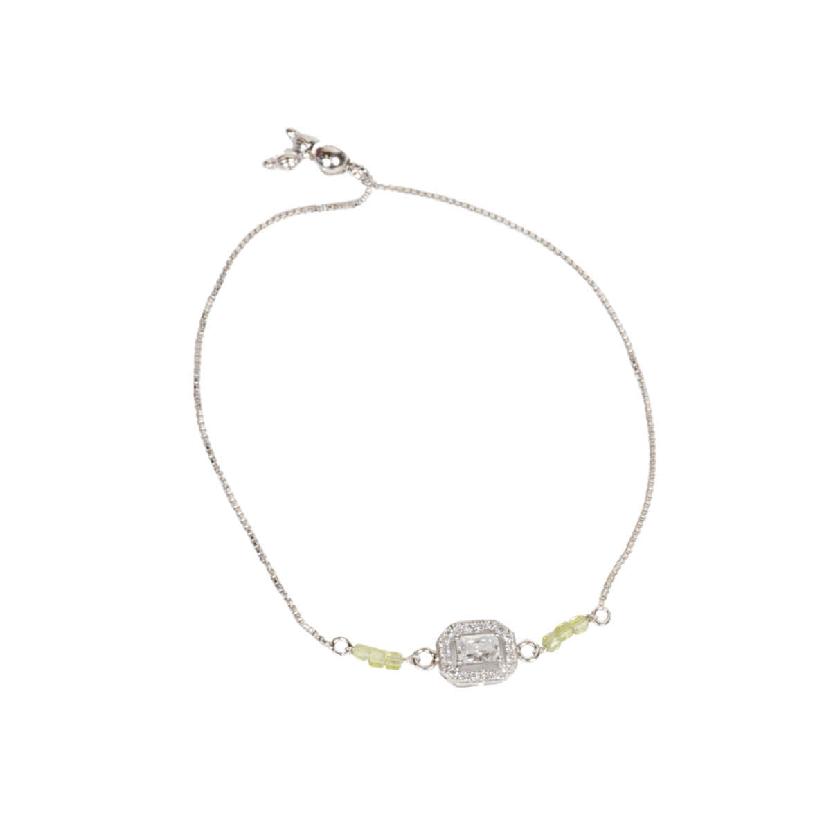 Bodh Gem and Crystals Peridot Silver Bracelet