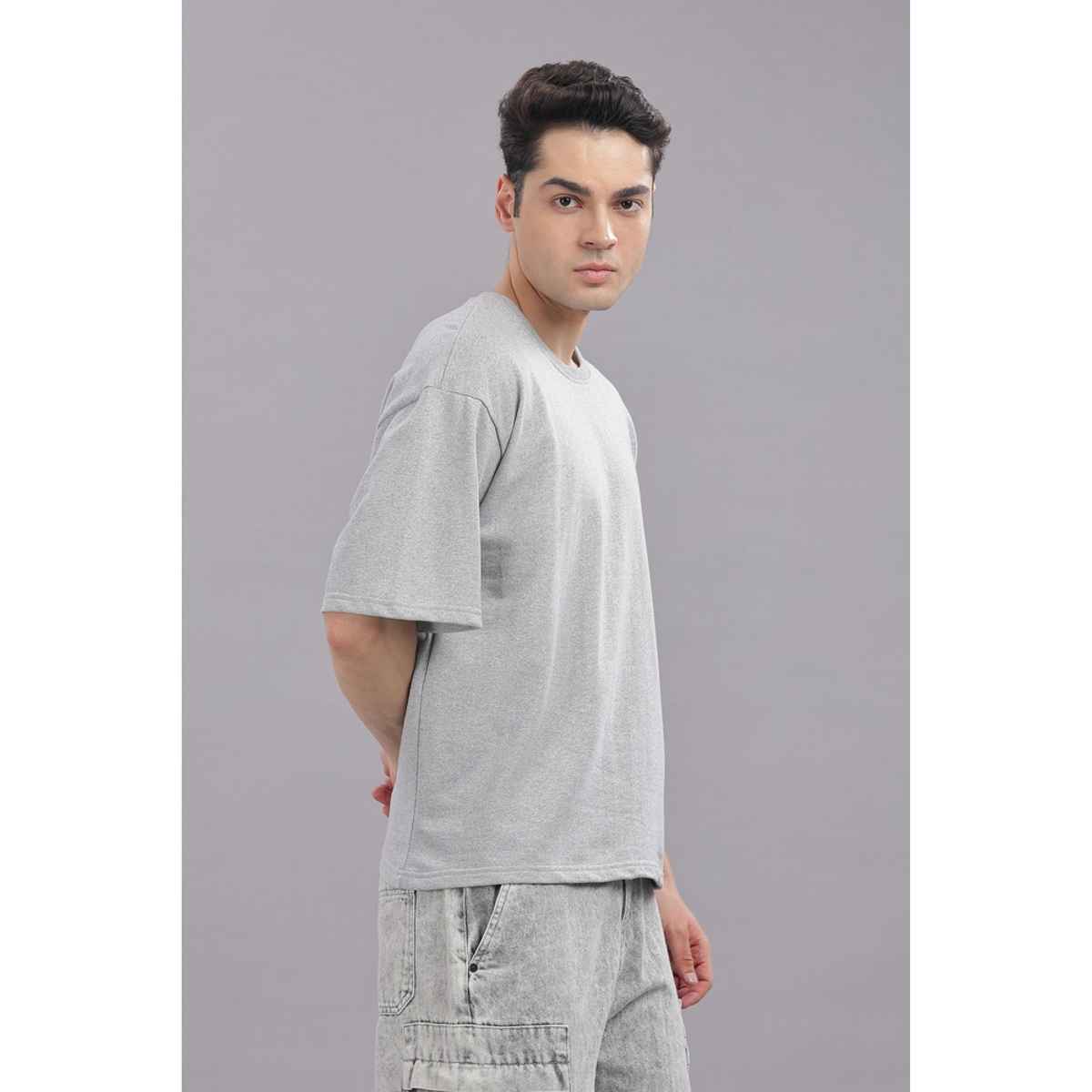 Springman Men Cotton French Terry Oversized T-shirt | Grey - L