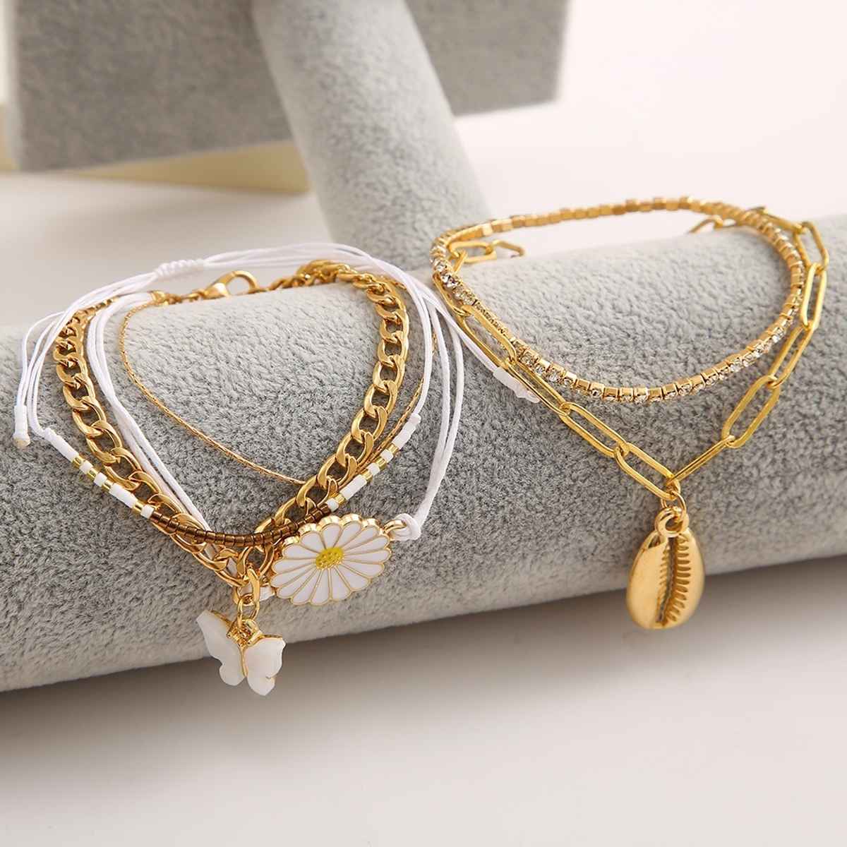 Shining Diva Fashion Set of 6 Latest Stylish Multilayer Charm Bracelet for Women and Girls | 14694b