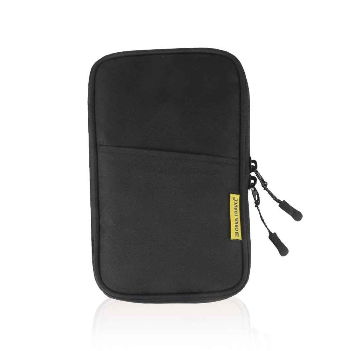 ORKA Unisex Solid Polyester Passport Holder | Black