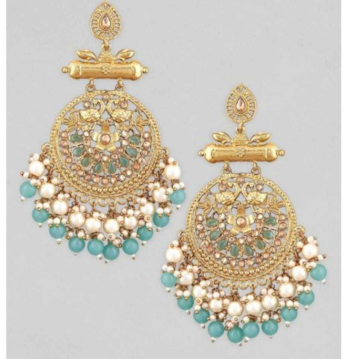 Rubans Gold-Toned Contemporary Chandbalis Earrings