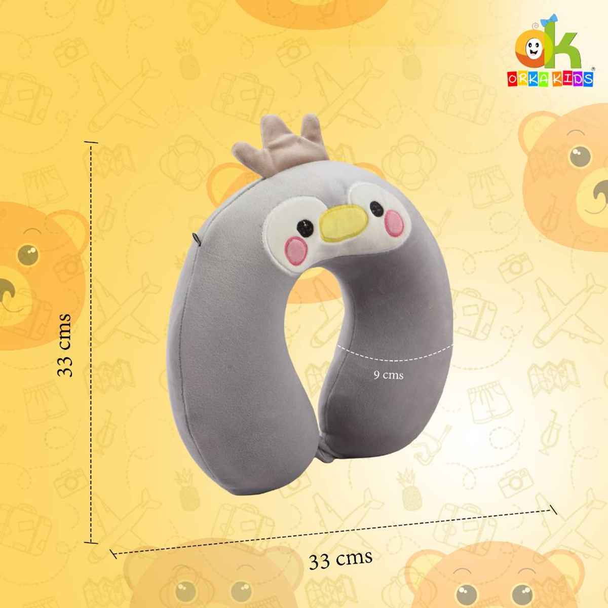 ORKA Unisex Solid Embroidery Supersoft Neck Pillow | Light Green - Free Size