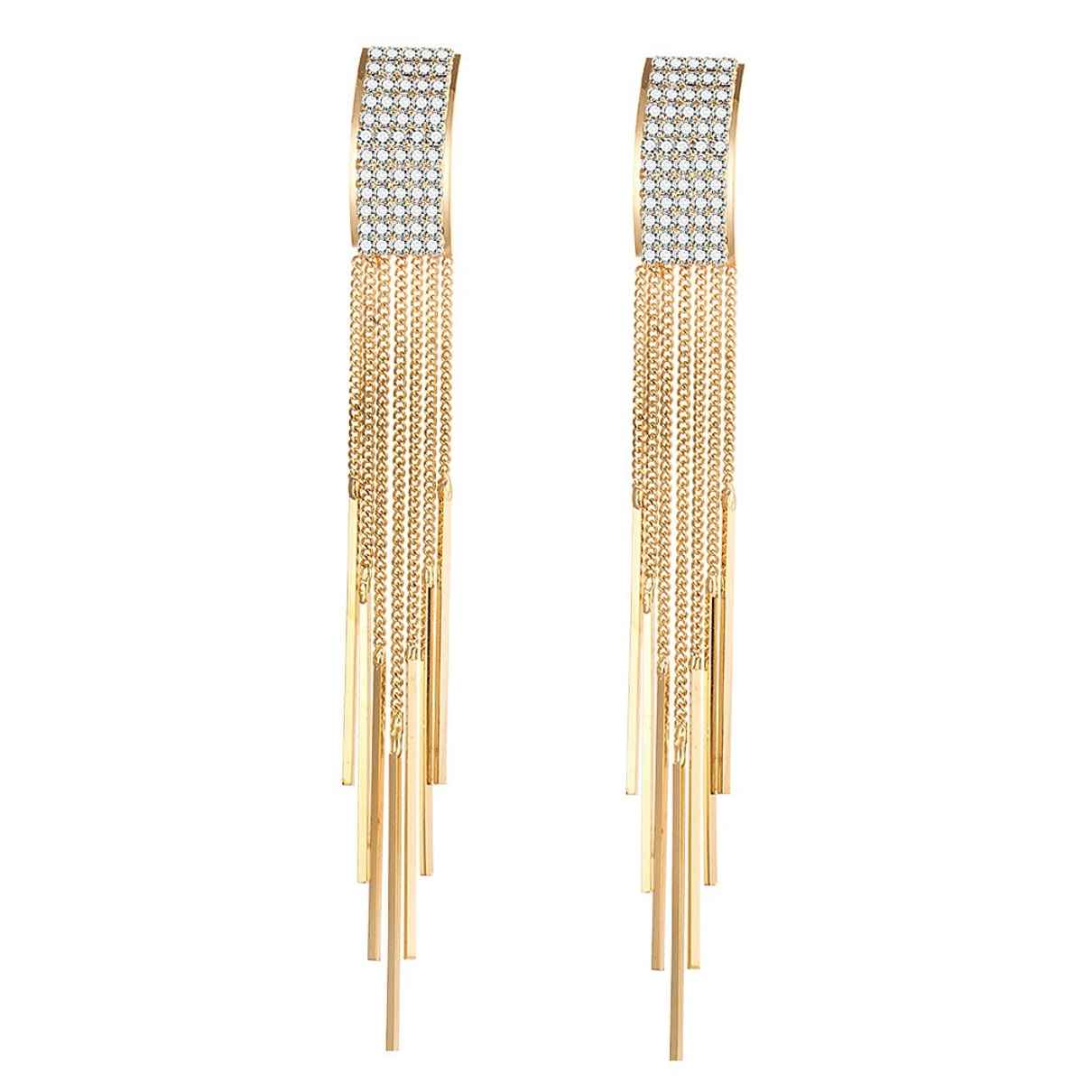 Shining Diva Fashion Latest Stylish Fancy Gold Plated Tassel Earrings for Women & Girls | 9751er