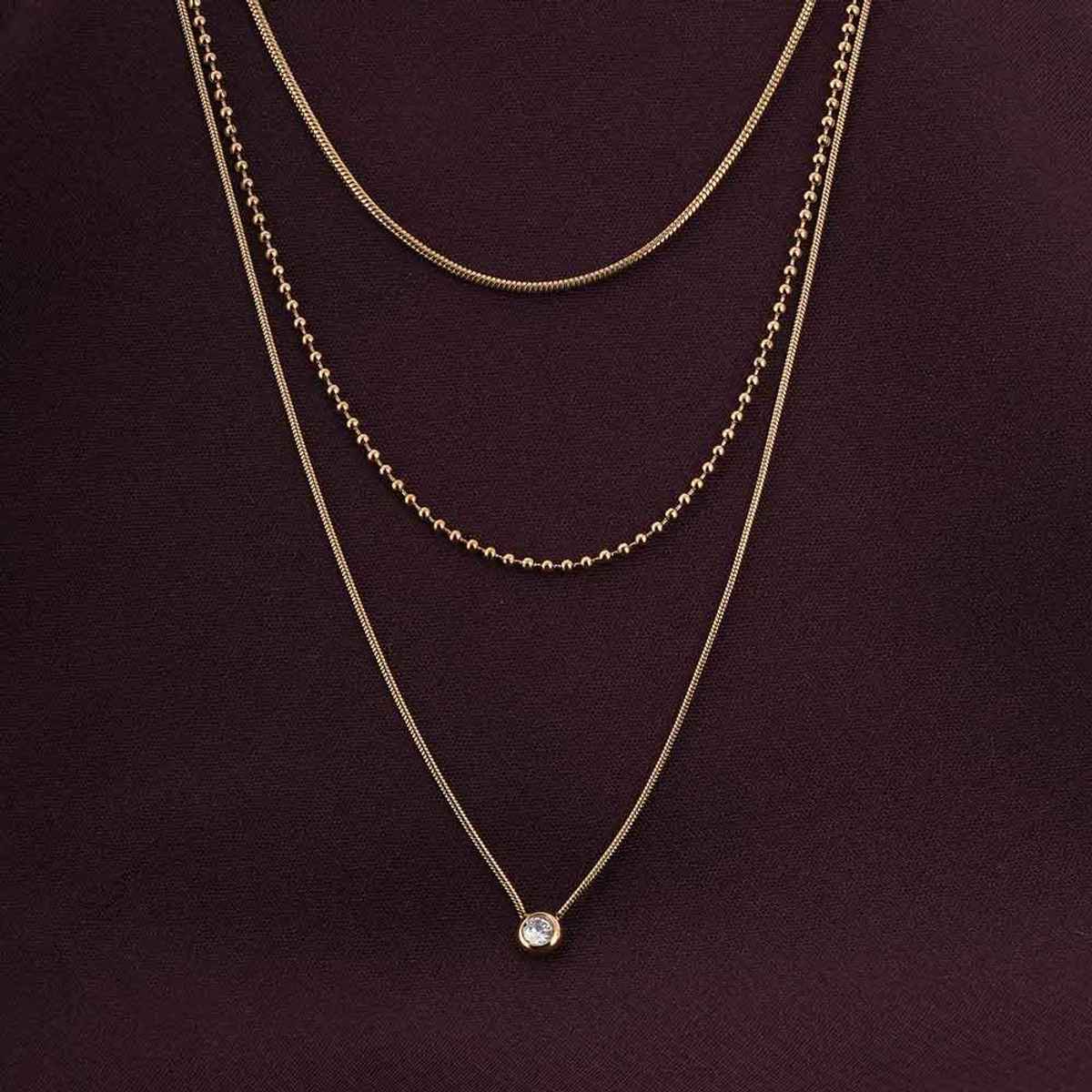 Palmonas Golden Layers With Stone Necklace