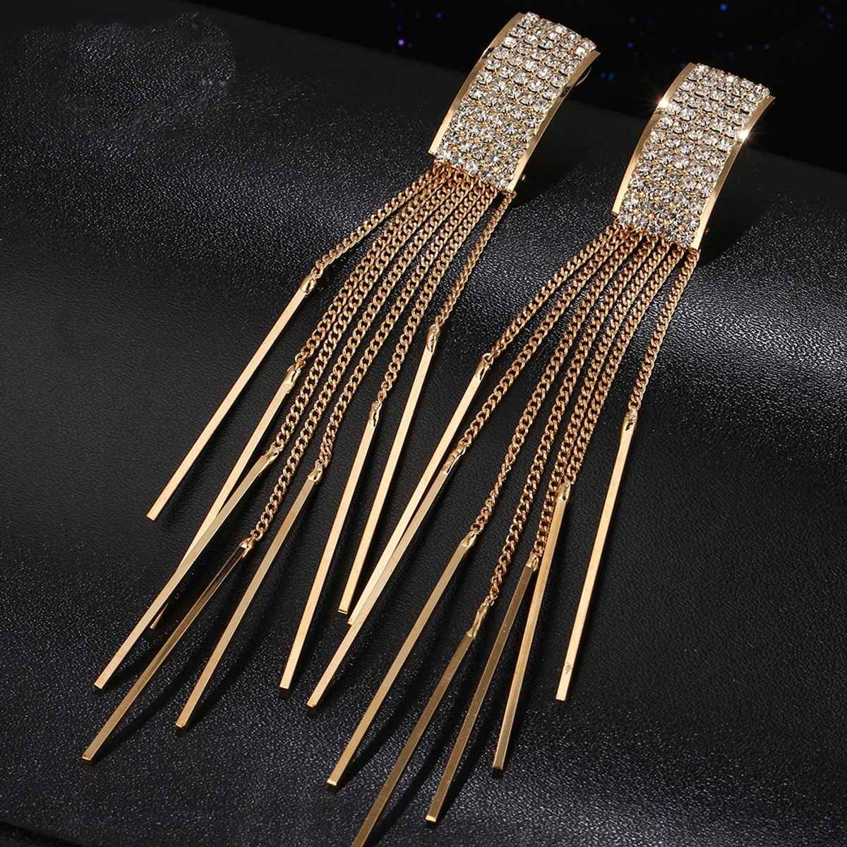 Shining Diva Fashion Latest Stylish Fancy Gold Plated Tassel Earrings for Women & Girls | 9751er