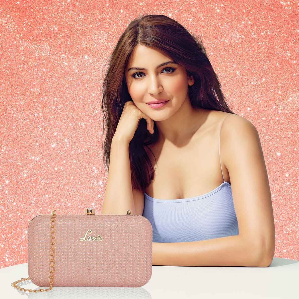 Lavie Women'S Sparkle Framed Clutch | Small (1pc) & Beautynx Antitarnish Rose Blossom Bracelet (1pc) Combo