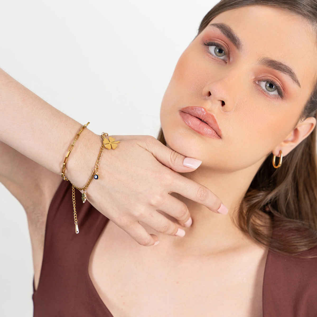 ZAISHA 18K Gold Plated Evil Eye Flower Bracelet Stack | Birthday | Anniversary | Valentines gift