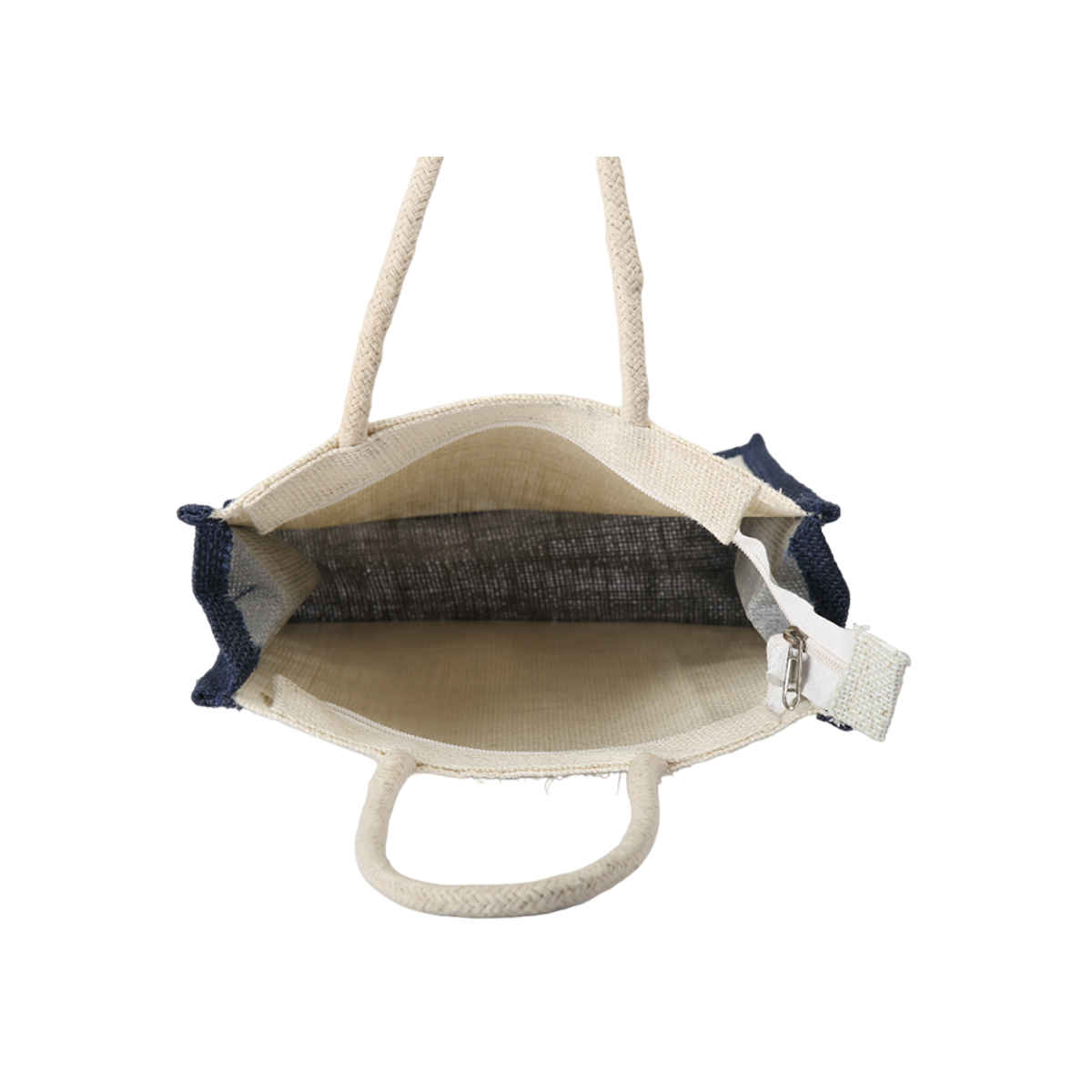 Navum Women's Solid Jute 5 L Jute Bag | Beige and Blue - L