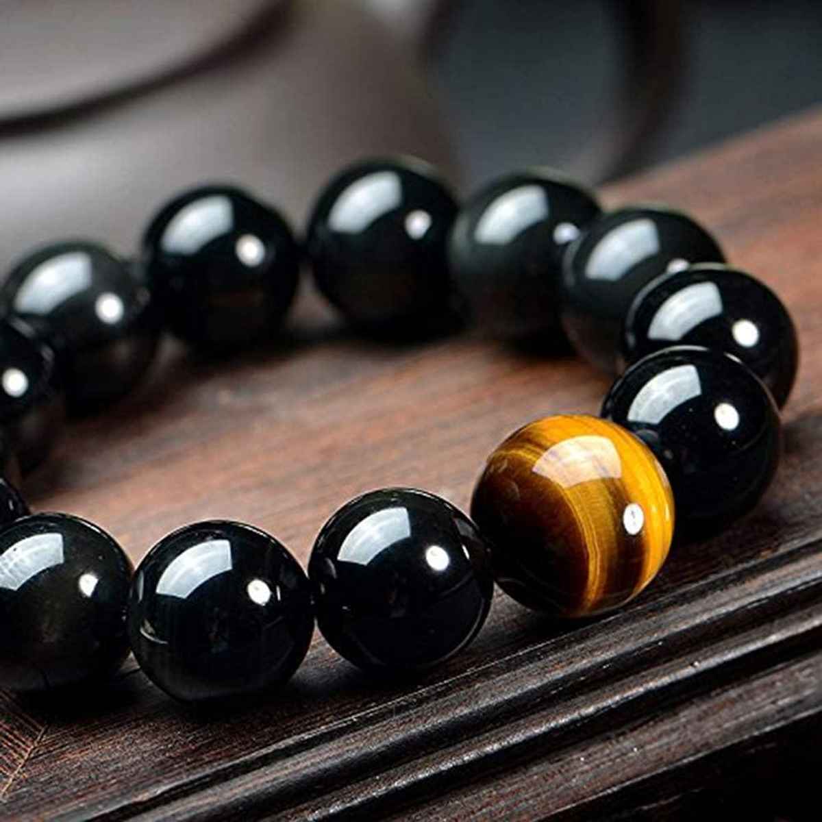 Tiger Eye And Black Men'S Bracelet Combo