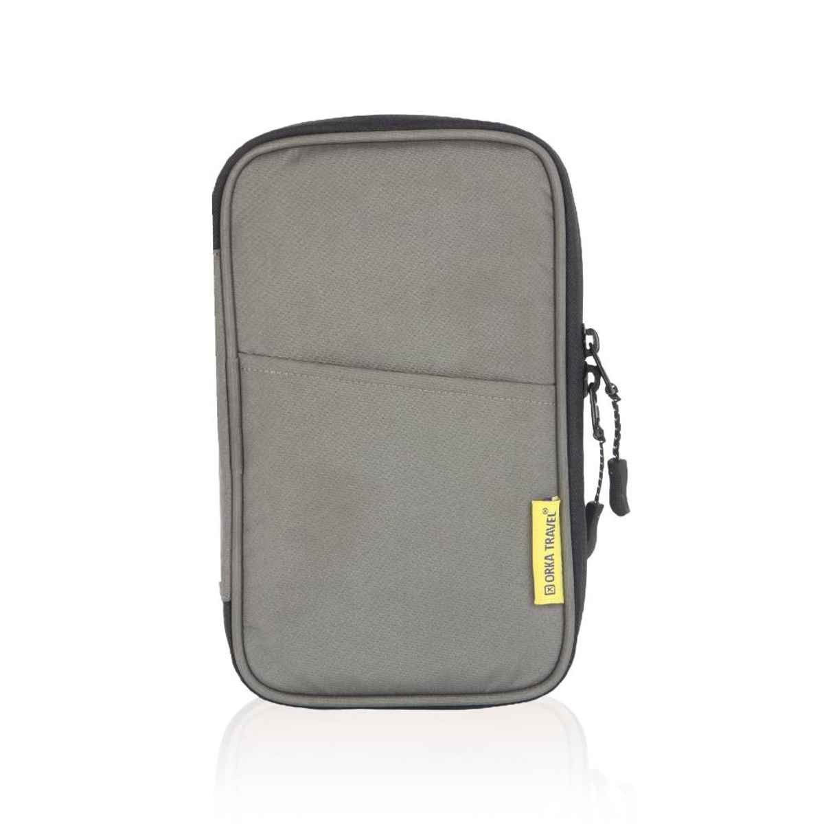 ORKA Unisex Solid Polyester Passport Holder | Grey