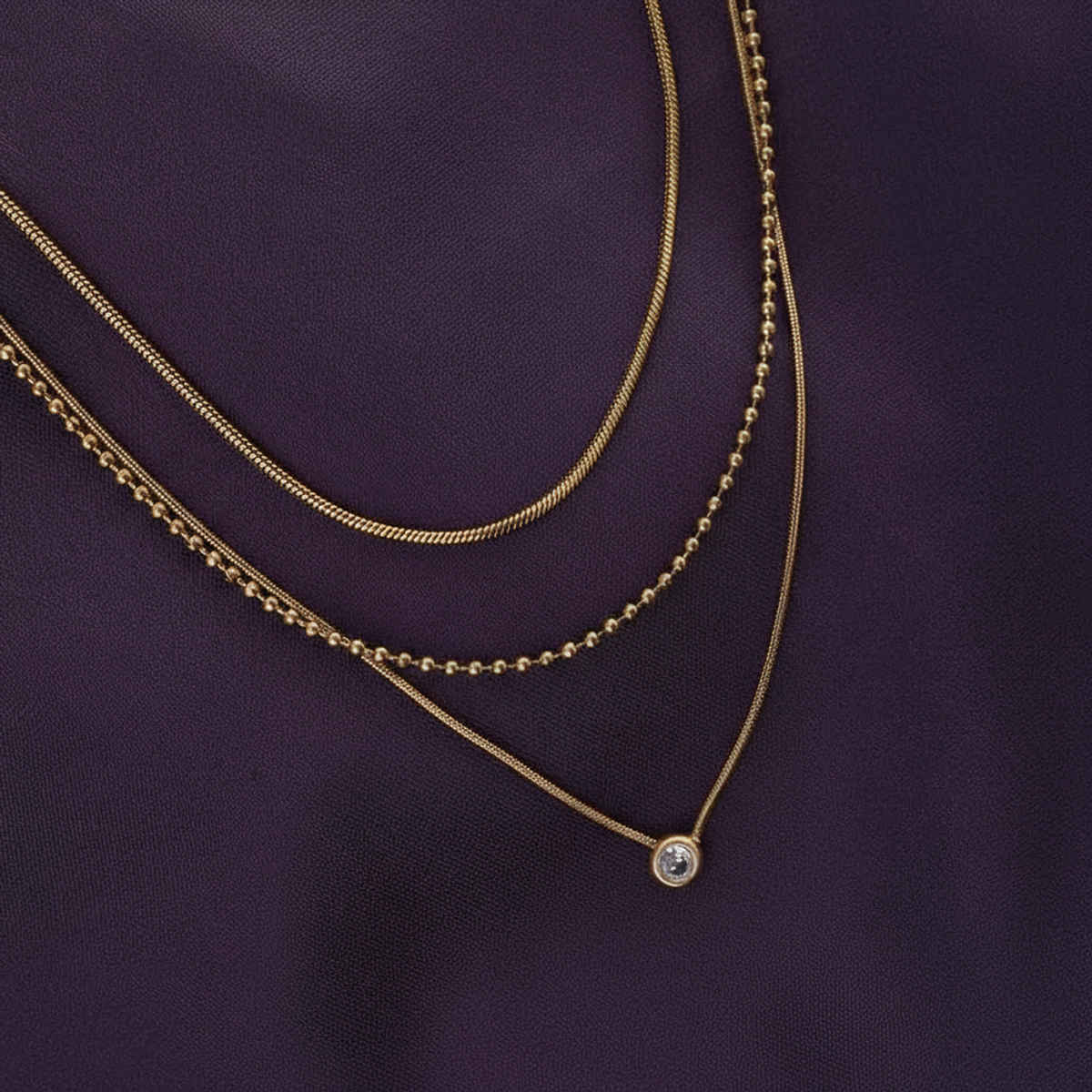 Palmonas Golden Layers With Stone Necklace