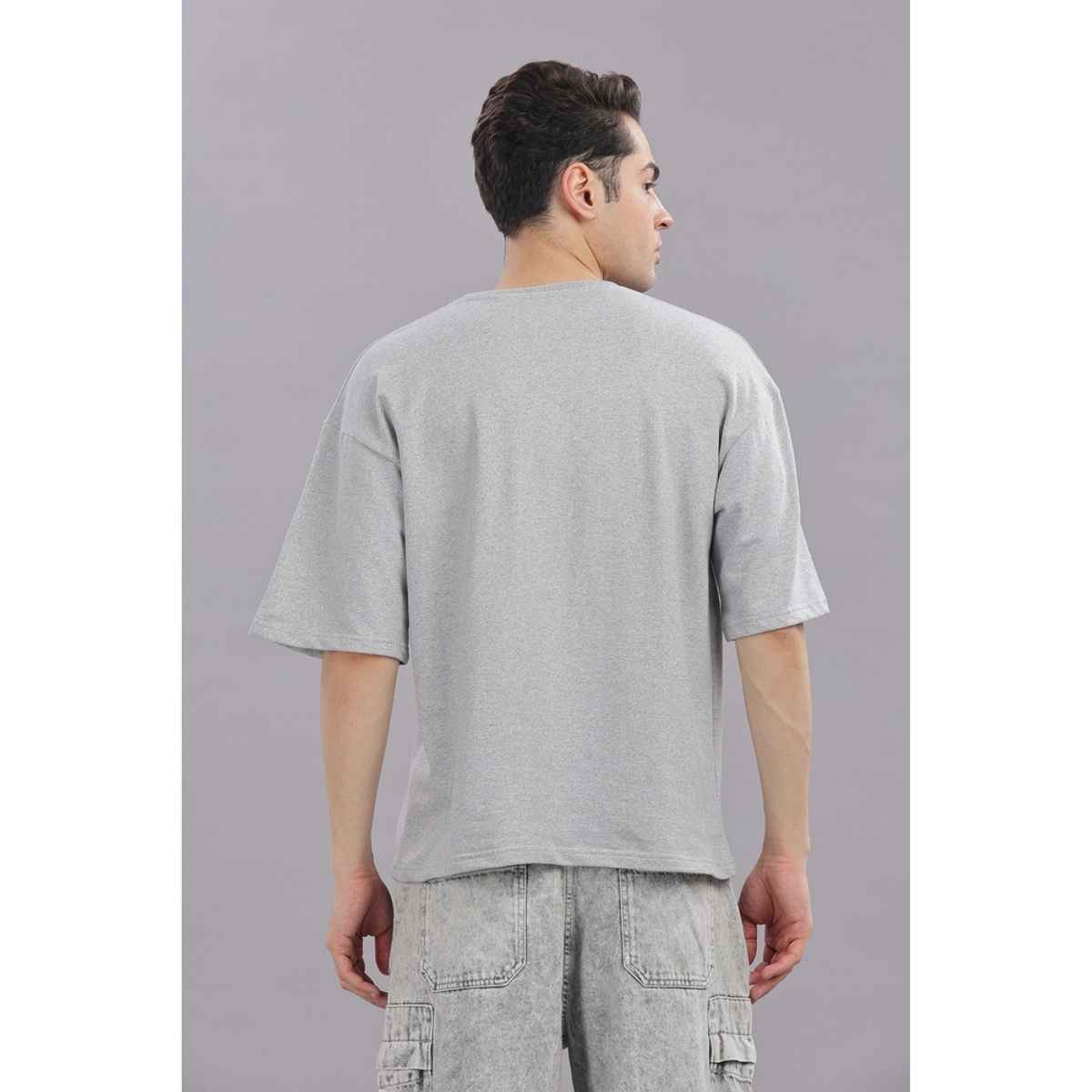 Springman Men Cotton French Terry Oversized T-shirt | Grey - L